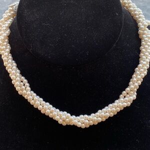 Vintage Twisted Pearl Choker Necklace Elegant Bridal Glam Timeless Classic